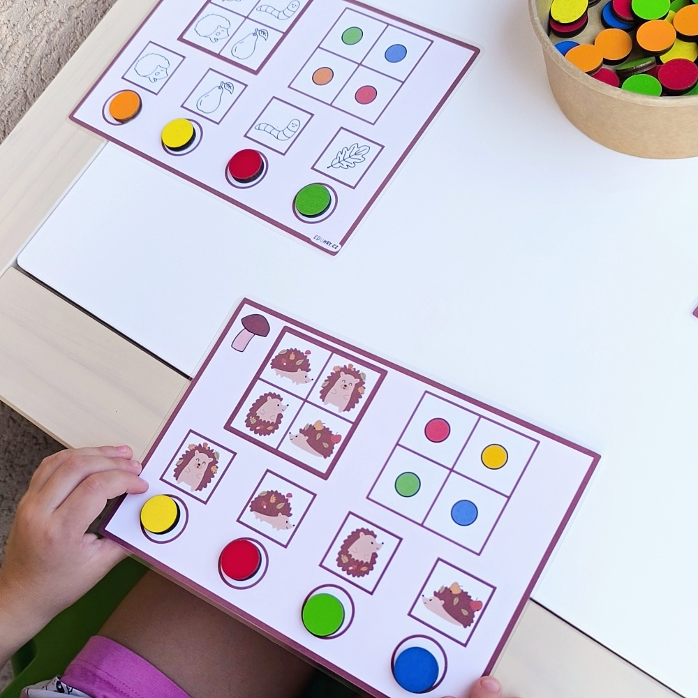 Aktivity ježek - zrakové vnímání barevná kolečka pracovní listy-3